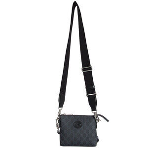 Gucci Crossbody Silver Bag Shoulder Gray Supreme Canvas GG Black